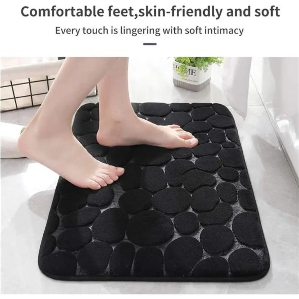 Memory Foam Bath Mat Cobblestone Bathroom Rugs Super Water Absorbent Bath Mats